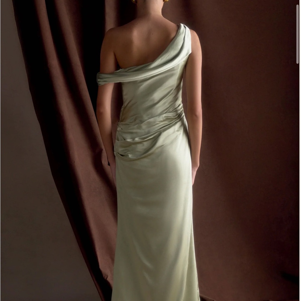 Elegant Sage Evening Gown — Meshki